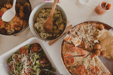 flat lay lunch table for family