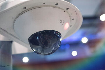 CCTV security camera, closeup photo. Security cameras in showroom