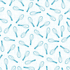 Vector white cake whisk simple seamless repeat pattern with canvas background 02. Perfect for fabric, scrapbooking and wallpaper projects.