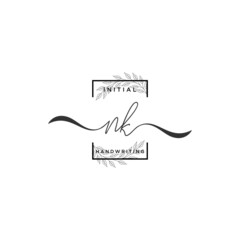 Initial Letter NK Signature Handwriting Template Logo Vector