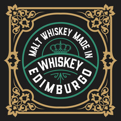 Whiskey label with old frames
