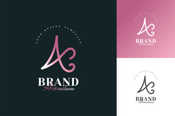 Elegant and Minimal Letter A Logo Design in Pink Gradient for Beauty or Cosmetic Business Identity. Handwritten Signature Logo for Identity