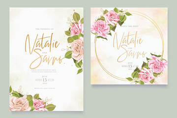 elegant watercolor floral wedding invitation card set