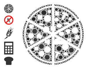 Pizza portions mosaic icon. Vector mosaic created with scattered virus icons. Virus mosaic pizza portions icon and other icons. Pizza portions mosaic for pandemic images.