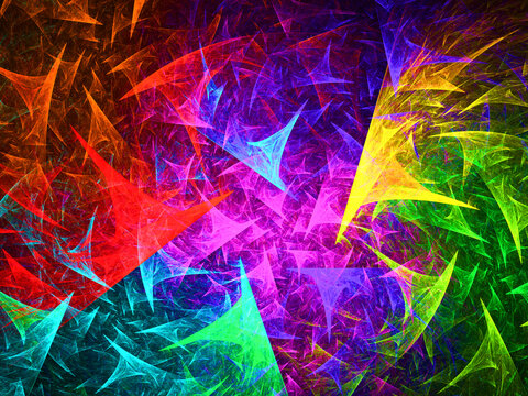 Imagen de arte digital abstracto compuesta de l&iacute;neas coloridas con estelas aglomeradas sobre fondo negro que simulan ser el lugar de creaci&oacute;n de cometas luminiscentes.