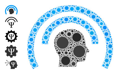 Psi waves mosaic icon. Vector mosaic made with scattered covid elements. Covid mosaic Psi waves icon and additional icons. Psi waves mosaic for isolation templates.