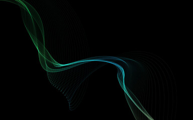 Dark abstract background with a glowing abstract waves