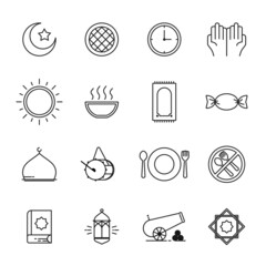 Ramadhan icon set, line style