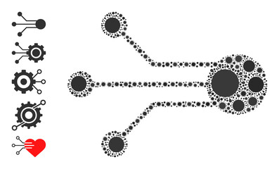 Obraz premium Sensor links mosaic icon. Vector collage is done with scattered Covid-2019 parts. Covid-2019 collage sensor links icon and additional icons. Sensor links collage for epidemic images.