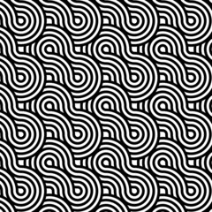 Black and white abstract hypnotic seamless pattern