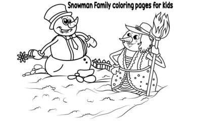 Snowman Family coloring pages for kids