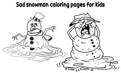 Sad snowman coloring pages for kids