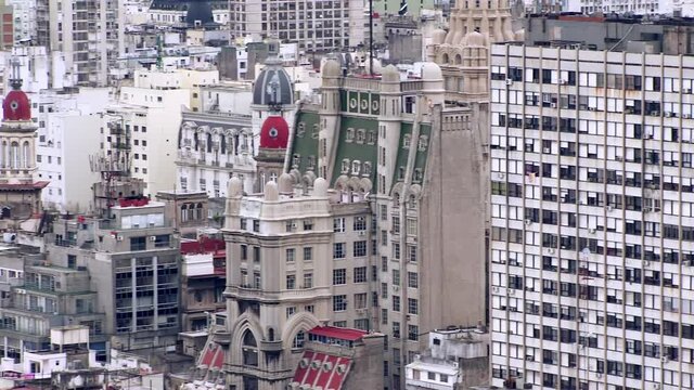 Modern and Old Architecture at Monserrat neighbourhood in the City of Buenos Aires, Capital of Argentina. 4K Resolution.