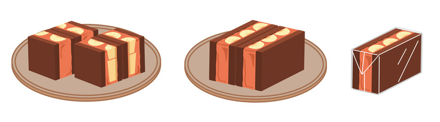 フルーツサンドのセット　チョコバナナ　四角