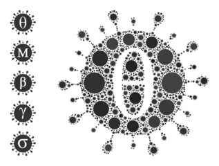 Tetta covid virus mosaic icon. Vector collage is composed with scattered bacterium icons. Bacterium mosaic Tetta covid virus icon and bonus icons. Tetta covid virus mosaic for epidemic templates.