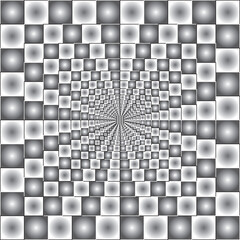 Optical illusion. False-appearing distortion of the image. Checkered background