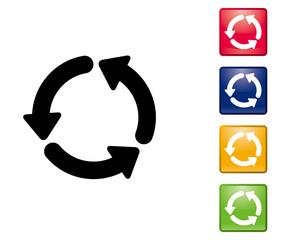 円形　三本　リサイクル　光沢感のある矢印のアイコン記号イラストセット　インフォグラフィックス