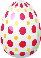 White Easter egg with yellow and red dot pattern