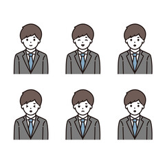 ビジネスマン スーツの男性 表情セット