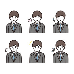 ビジネスマン スーツの男性 表情セット