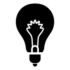 Lightbulb Glyph Flat Icon Isolated On White Background