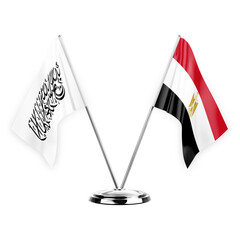 Two table flags isolated on white background 3d illustration, afghanistan and egypt