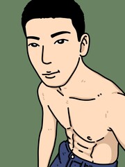 Fototapeta premium cute man cartoon on green background