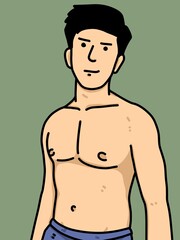 Fototapeta premium cute man cartoon on green background