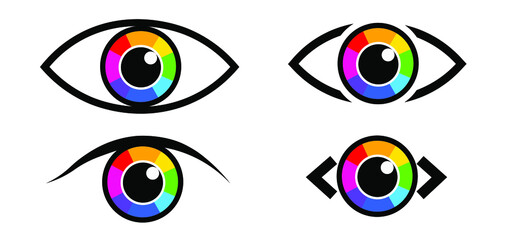 Eye symbol. colored eye icons. focus eye vector logo