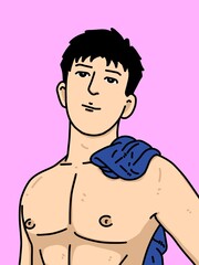 Fototapeta premium cute man cartoon on pink background