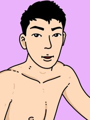 Fototapeta premium cute man cartoon on pink background