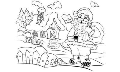 Christmas landscape coloring pages for kids