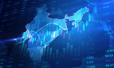 The growth rate of the stock market and the India economy - obrazy, fototapety, plakaty