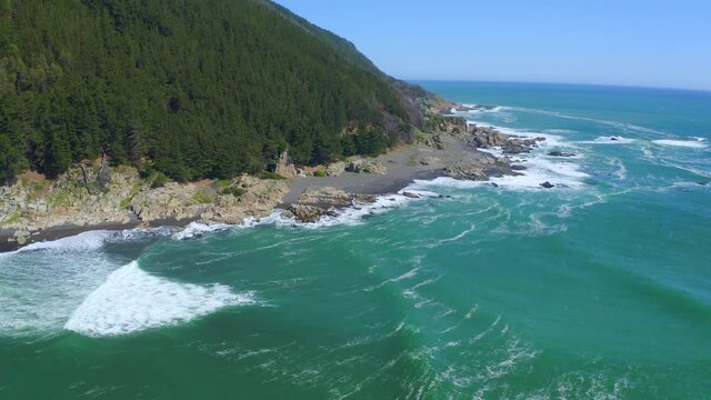port or caleta maguellines, constitucion chile drone shot sunny day with fishing boats
surf spot