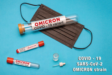 New Omicron variant of Covid-19 coronavirus in test tubes