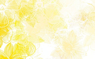 Light Yellow vector doodle pattern with flowers.