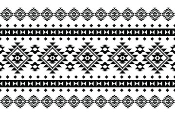 Geometric ethnic oriental ikat pattern traditional Design for background,carpet,wallpaper,clothing,wrapping,Batik,fabric,Vector illustration.embroidery style. - obrazy, fototapety, plakaty