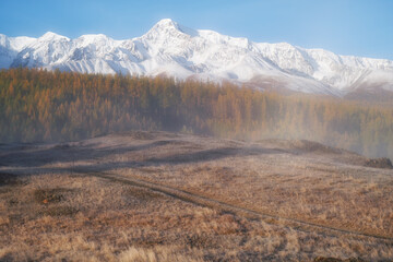Eshtykel plateau under morning fog. Altai,  Russia