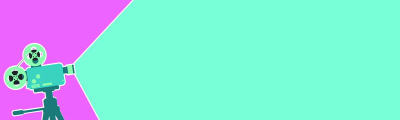 Movie camera. Cinema background or banner. Movie time. Movie ticket. Vector