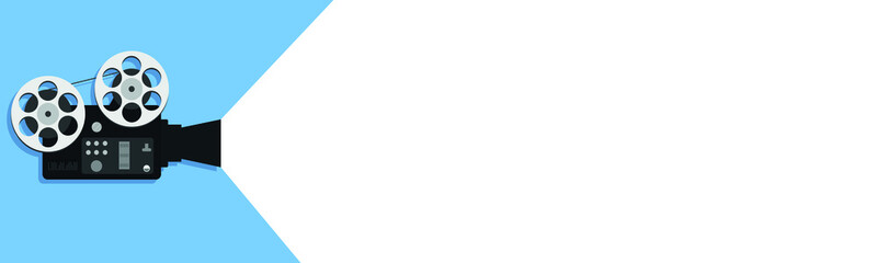 Movie camera. Cinema background or banner. Movie time. Movie ticket. Vector