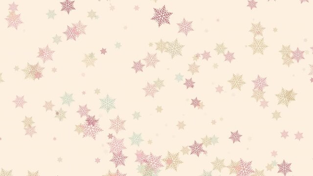 Abstract pastel snowflakes swirl falling background looped pastel dreamy color bokeh snowflakes motion graphics.4K 3D rendering. loop soft sweet particle in Pastel tone for Christmas New year

