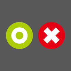 Obraz premium Flat o and x round shape icons, green circle and red cross