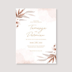 Elegant wedding card invitation with watercolor floral