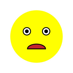Scaring emoji. Message button. Communication background. Chat symbol. Yellow face. Vector illustration. Stock image.