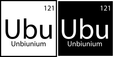 Unbiunium icon. Chemical sign. Mendeleev table element. White and black squares. Vector illustration. Stock image. 