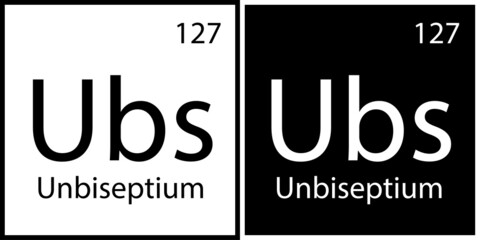Unbiseptium icon. Mendeleev table element. Chemical sign. White and black squares. Vector illustration. Stock image.