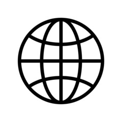 Universal grid globe icon. World orb. Logo design. App button. Cartoon clipart. Vector illustration. Stock image. 