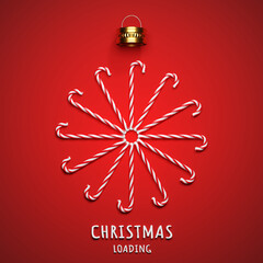 Merry Christmas loading concept with candy cane. 3d illustration