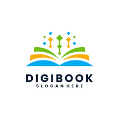Digital book logo vector. Online school education logo.