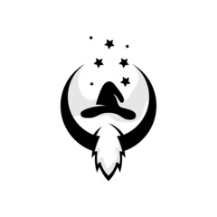 wizard moon logo design vector
